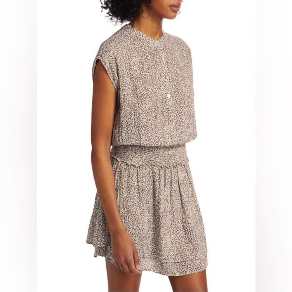 Rails Light Brown Angelina Sand Cheetah Linen Blend Mini Dress Size XL